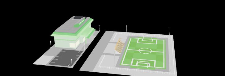 Low Poly Football Field and Supermarket 3D Model – Game Ready Sports Venue & Urban Environment Asset Pack for Unity, Unreal Engine, Mobile Games & Architectural Visualization