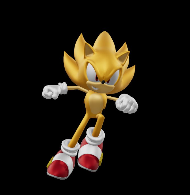 Super Sonic the Hedgehog 3D Model Download Free GLB File