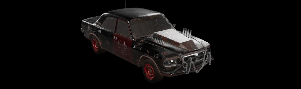 Post-Soviet Necro Car 3D Model (GLB) – Worn Apocalyptic Vehicle Asset